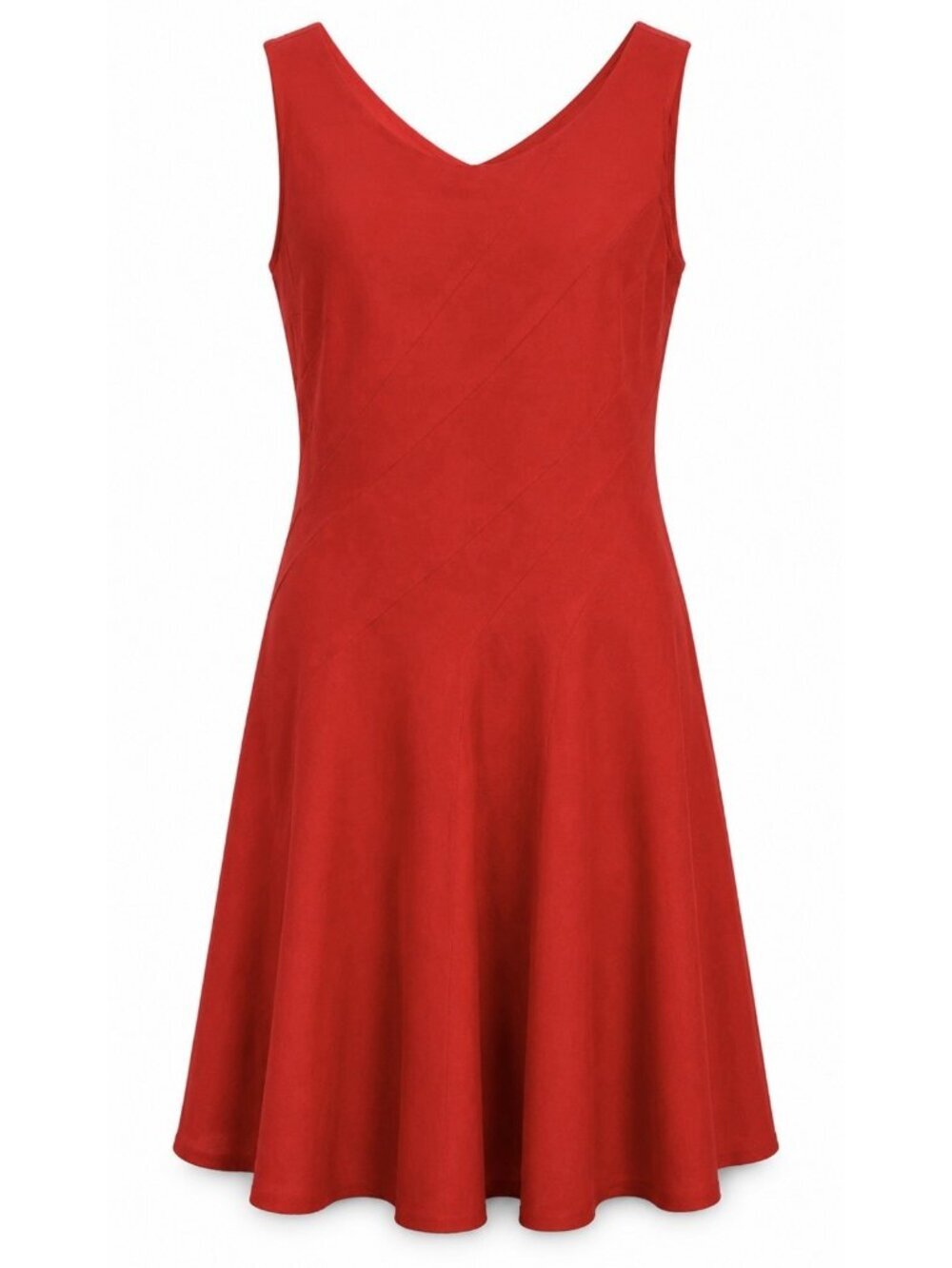 Calvin klein Linen blend Dress Size 10 red sleeveless Skater Knee Length Midi
